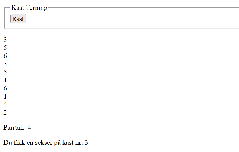 forsiden til terning nettsida
